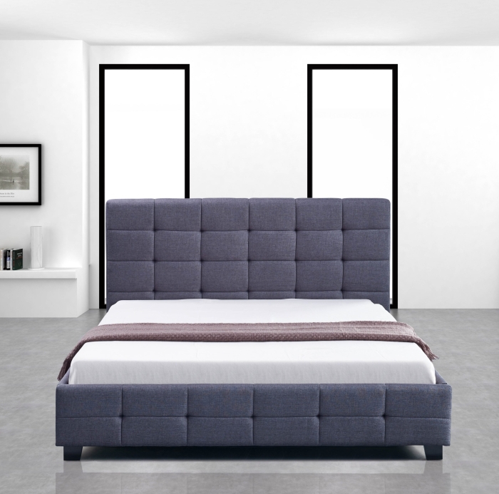 Linen Fabric Double Deluxe Bed Frame Grey - Image 2