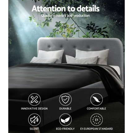 Artiss Double Full Size Bed Frame Base Mattress Fabric Wooden Grey POLA - Image 4