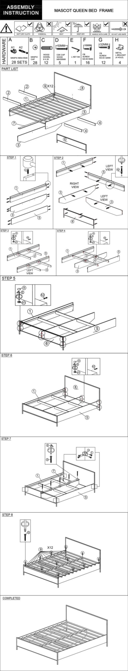 Mascot Queen Bed Oak Color - Image 8