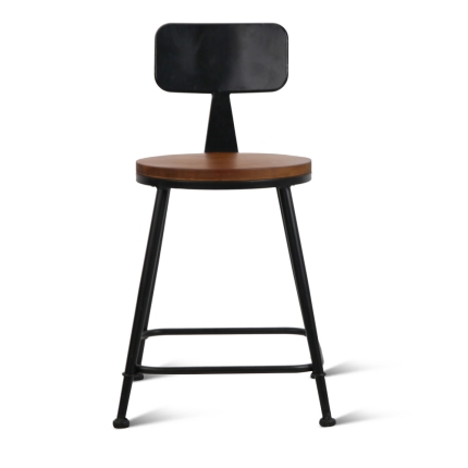 Artiss Set of 2 Elm Wood Dining Chairs - Dark Brown - Image 3