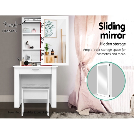 Artiss Dressing Table Mirror Stool Mirror Jewellery Cabinet Makeup Storage Desk - Image 4