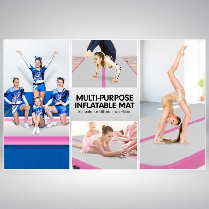 3m Airtrack Tumbling Mat Gymnastics Exercise 20cm Air Track - Pink - Image 4