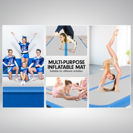 5m Airtrack Tumbling Mat Gymnastics Exercise 20cm Air Track - Blue - Image 4