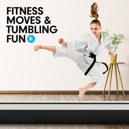4m x 2m Airtrack Tumbling Mat Gymnastics Exercise Air Track Grey Black - Image 9