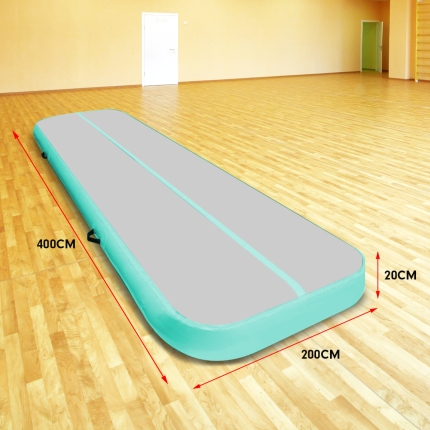 4m x 2m Airtrack Tumbling Mat Gymnastics Exercise Air Track Grey Green - Image 6