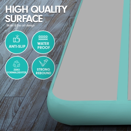 4m x 2m Airtrack Tumbling Mat Gymnastics Exercise Air Track Grey Green - Image 2