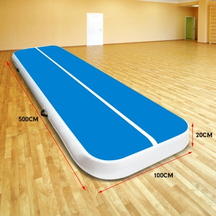 5m Airtrack Tumbling Mat Gymnastics Exercise 20cm Air Track Blue White - Image 9