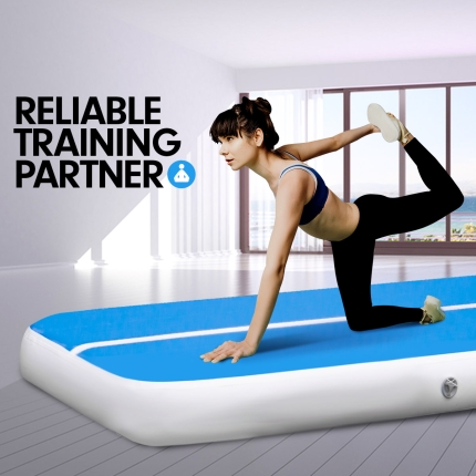 5m Airtrack Tumbling Mat Gymnastics Exercise 20cm Air Track Blue White - Image 3