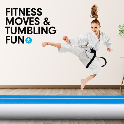 5m Airtrack Tumbling Mat Gymnastics Exercise 20cm Air Track Blue White - Image 8