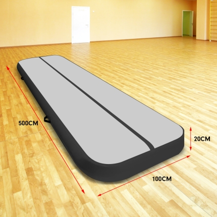 5m Airtrack Tumbling Mat Gymnastics Exercise 20cm Grey Black - Image 7