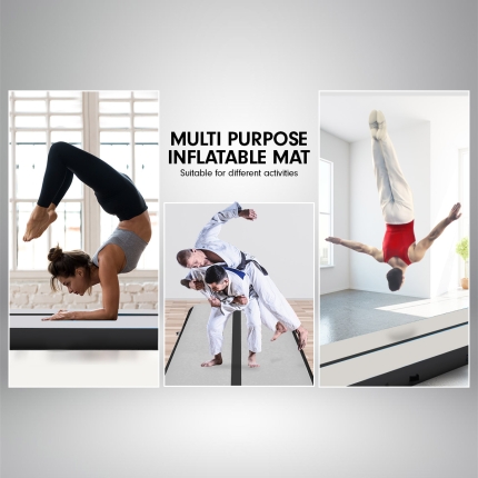 5m Airtrack Tumbling Mat Gymnastics Exercise 20cm Grey Black - Image 8