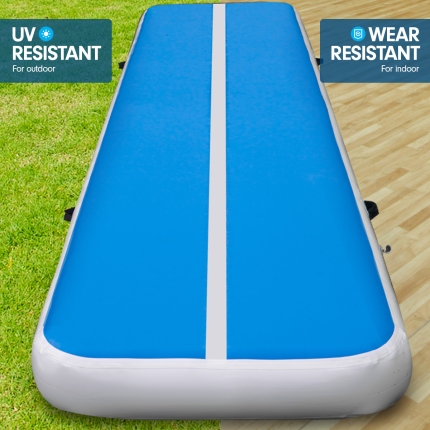 6m Airtrack Tumbling Mat Gymnastics Exercise 20cm Air Track Blue White - Image 6