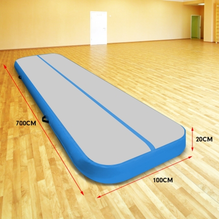 7m Airtrack Tumbling Mat Gymnastics Exercise 20cm Air Track Grey Blue - Image 7