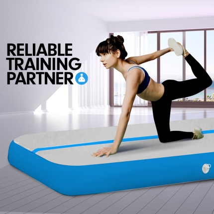7m Airtrack Tumbling Mat Gymnastics Exercise 20cm Air Track Grey Blue - Image 3