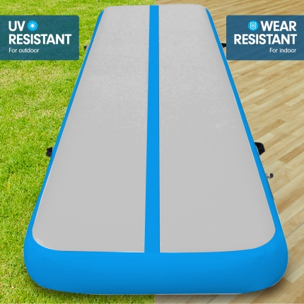 7m Airtrack Tumbling Mat Gymnastics Exercise 20cm Air Track Grey Blue - Image 6