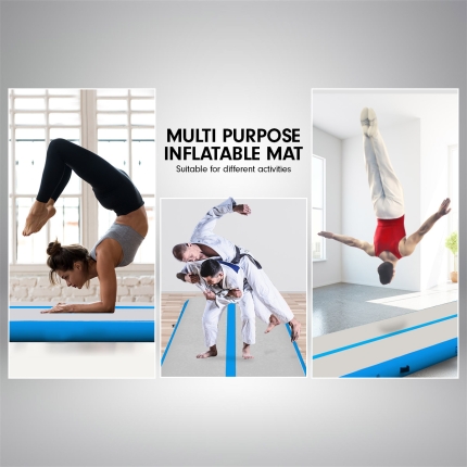 7m Airtrack Tumbling Mat Gymnastics Exercise 20cm Air Track Grey Blue - Image 8