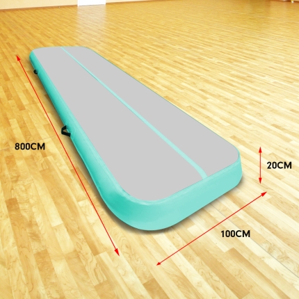 8m Airtrack Tumbling Mat Gymnastics Exercise 20cm Air Track Grey Green - Image 2