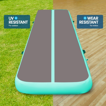 8m Airtrack Tumbling Mat Gymnastics Exercise 20cm Air Track Grey Green - Image 6