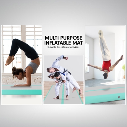 8m Airtrack Tumbling Mat Gymnastics Exercise 20cm Air Track Grey Green - Image 7