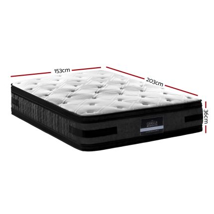 Giselle Bedding 36CM Queen Mattress 7 Zone Euro Top Pocket Spring Medium Firm Foam - Image 2