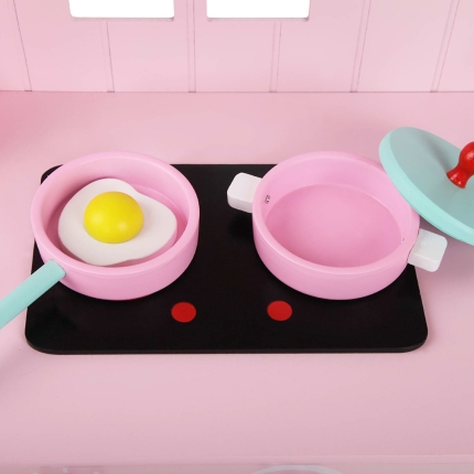 Keezi Kids Wooden Kitchen Play Set - Pink & Silver - Image 10
