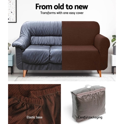 Artiss High Stretch Sofa Cover Couch Protector Slipcovers 2 Seater Coffee - Image 5