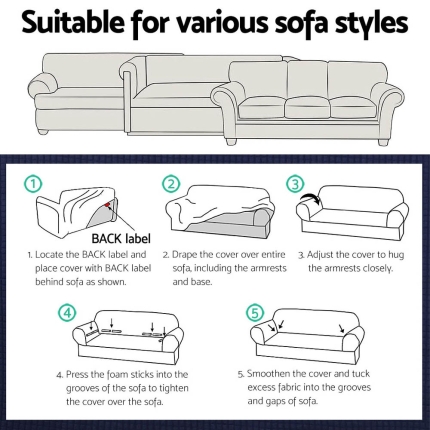 Artiss High Stretch Sofa Cover Couch Protector Slipcovers 2 Seater Coffee - Image 6