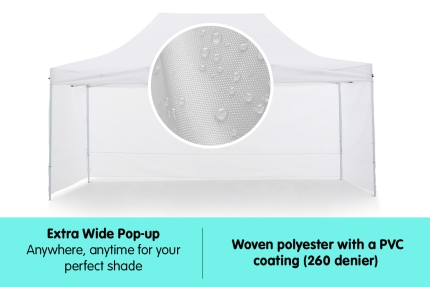 Gazebo Tent Marquee 3x4.5m PopUp Outdoor Wallaroo White - Image 3