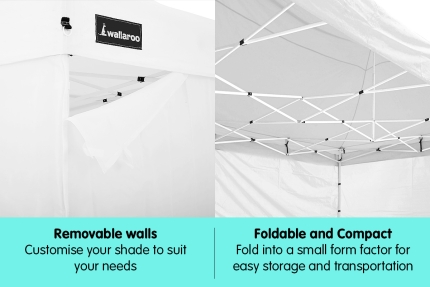 Gazebo Tent Marquee 3x4.5m PopUp Outdoor Wallaroo White - Image 2