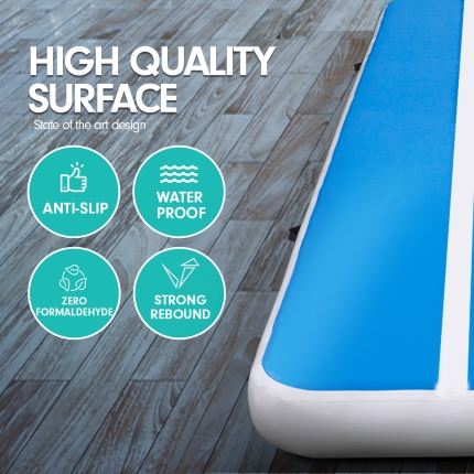 6m x 2m Airtrack Tumbling Mat Gymnastics Exercise Air Track Blue White - Image 2