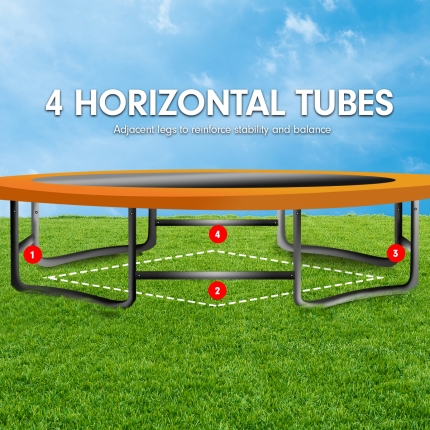 Kahuna Trampoline 8 ft x 14ft Oval with Basketball Set - Orange - Image 7