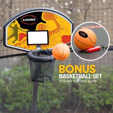 Kahuna Trampoline 8 ft x 14ft Oval with Basketball Set - Orange - Image 12