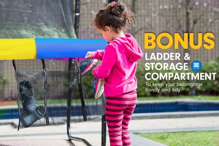 Kahuna Trampoline 10 ft with Basketball set - Rainbow - Image 11