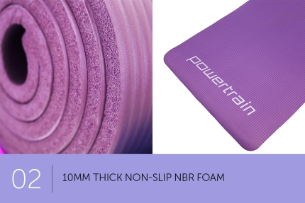 Powertrain 10mm NBR Yoga Exercise Mat - Pink - Image 3