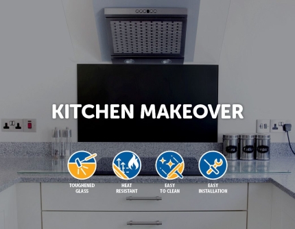 Toughened 60cm x 70cm Black Glass Kitchen Splashback - Image 2