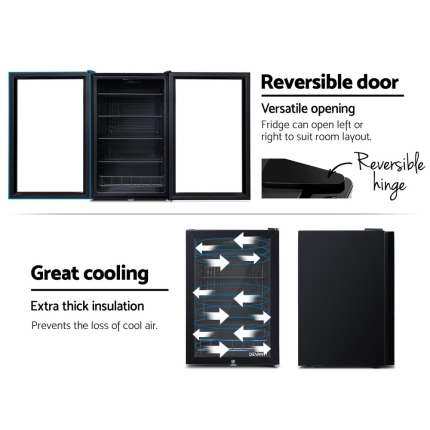 Devanti 115L Bar Fridge Glass Door Mini Freezer Fridges Countertop Beverage Commercial - Image 6