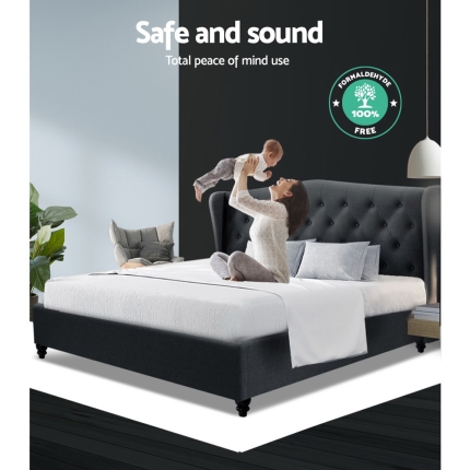 Artiss Queen Size Bed Frame Base Mattress Platform Fabric Wooden Charcoal PIER - Image 6