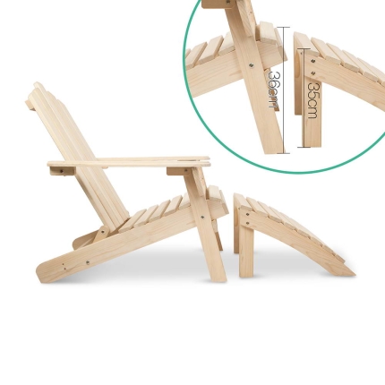 Gardeon Outdoor Wooden Beach Chair - Image 4