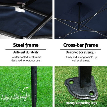 Instahut Gazebo Pop Up Marquee 3x4.5m Folding Wedding Tent Gazebos Shade Navy - Image 5