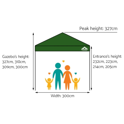 Instahut Gazebo Pop Up Marquee 3x3m Outdoor Tent Folding Wedding Gazebos Green - Image 2