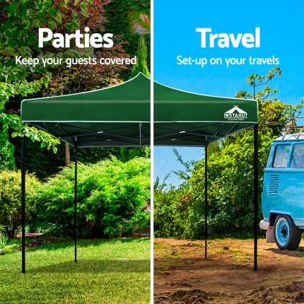 Instahut Gazebo Pop Up Marquee 3x3m Outdoor Tent Folding Wedding Gazebos Green - Image 4