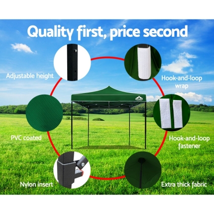 Instahut Gazebo Pop Up Marquee 3x3m Outdoor Tent Folding Wedding Gazebos Green - Image 6