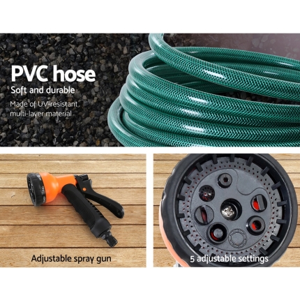 Greenfingers Retractable Hose Reel 30M Garden Water Brass Spray Gun Auto Rewind - Image 6
