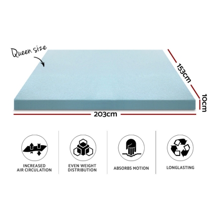 Giselle Bedding Memory Foam Mattress Topper Queen Bed Cool Gel Bamboo Cover 10CM - Image 2