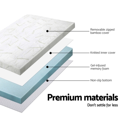 Giselle Bedding Memory Foam Mattress Topper Queen Bed Cool Gel Bamboo Cover 10CM - Image 3