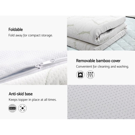 Giselle Bedding Memory Foam Mattress Topper Queen Bed Cool Gel Bamboo Cover 10CM - Image 4