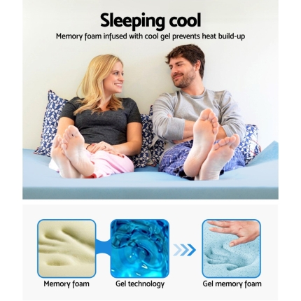 Giselle Bedding Memory Foam Mattress Topper Queen Bed Cool Gel Bamboo Cover 10CM - Image 5