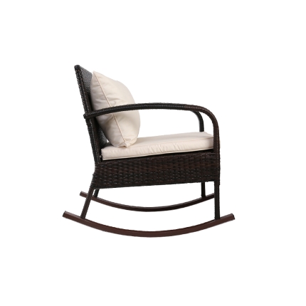 Gardeon 3 Piece Outdoor Chair Rocking Set - Brown - Image 4