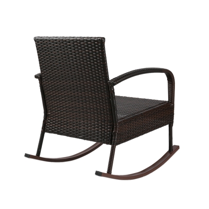 Gardeon 3 Piece Outdoor Chair Rocking Set - Brown - Image 5