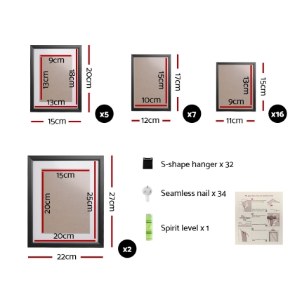 30 PCS Photo Frame Set Wall Hanging Collage Picture Frames Home Decor Gift Black - Image 2